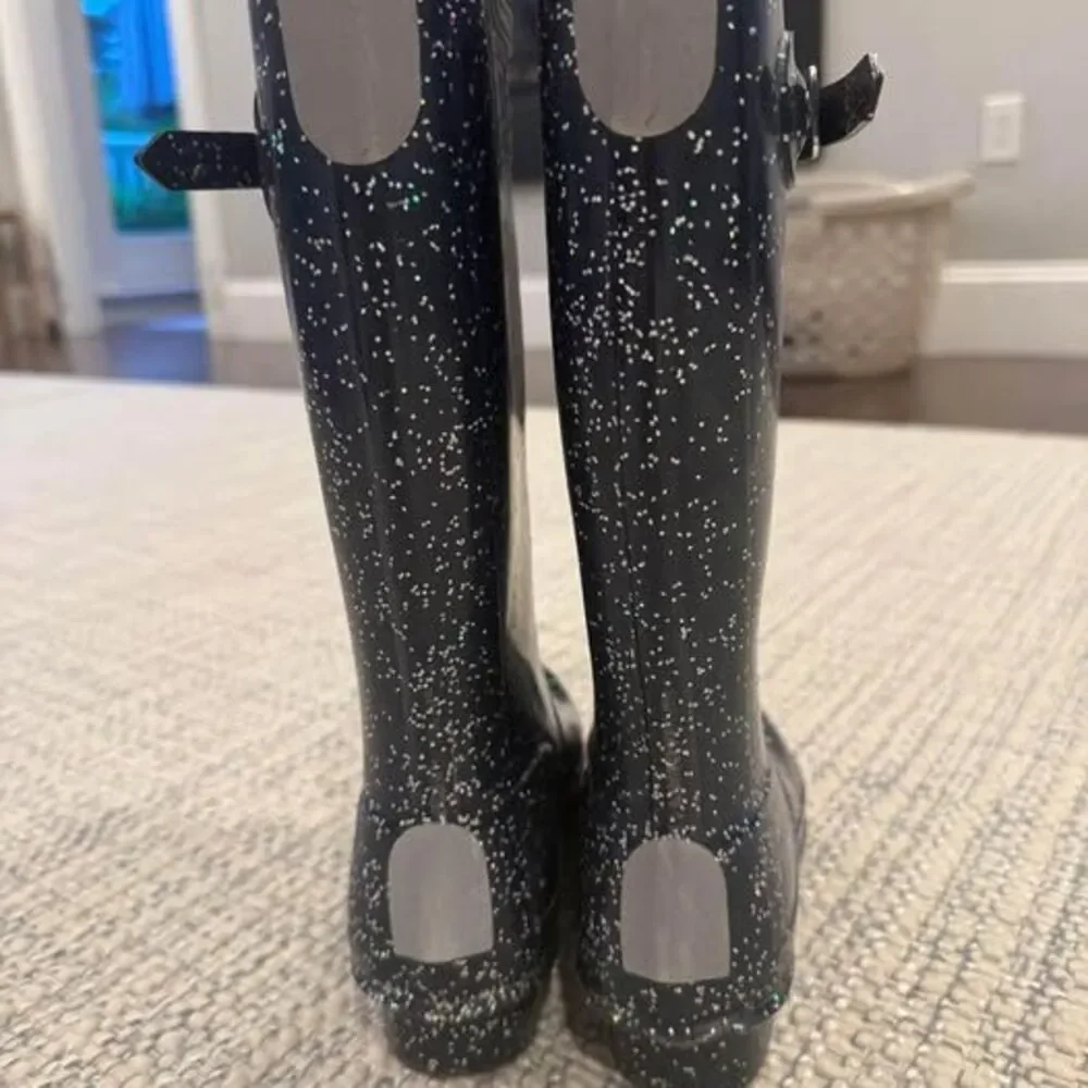 Hunter Original Kids Giant Glitter Boots Girls Size 4 Navy
